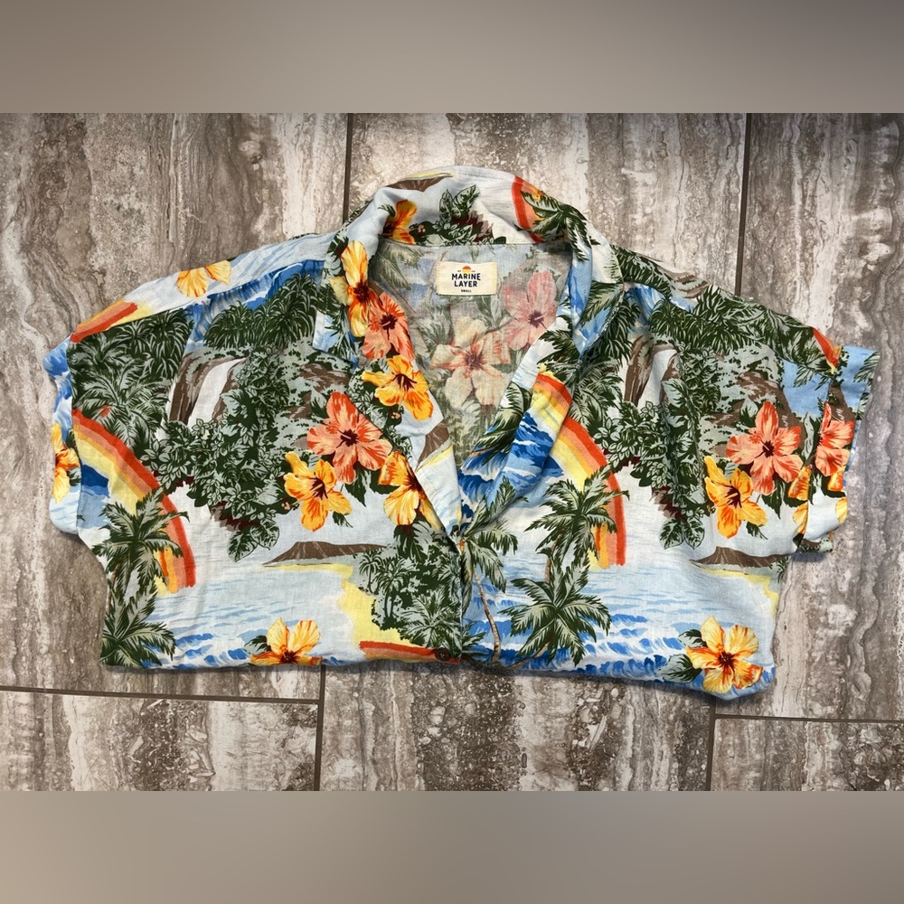 Marine Layer Multicolor Tropical Button Down Shirt - image 3
